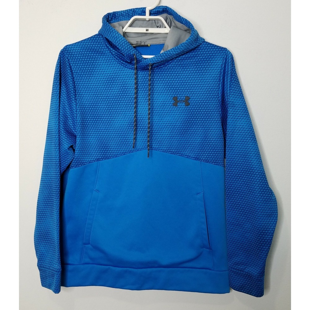 Under Armour Mens Sweatshirt Medium Blue Loose Fit‎ Hooded Pullover Fleece Lined